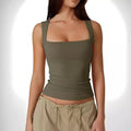 Summer Square-neck Tank Vest Ins Fashion Slim Solid Sleeveless Tops For Women Clothing
